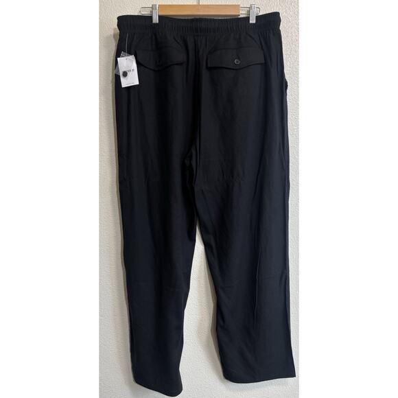 NWT Forever 21 Men’s Size XXL Linen Blend Pull On Pants Black Drawstring Resort - Picture 2 of 8